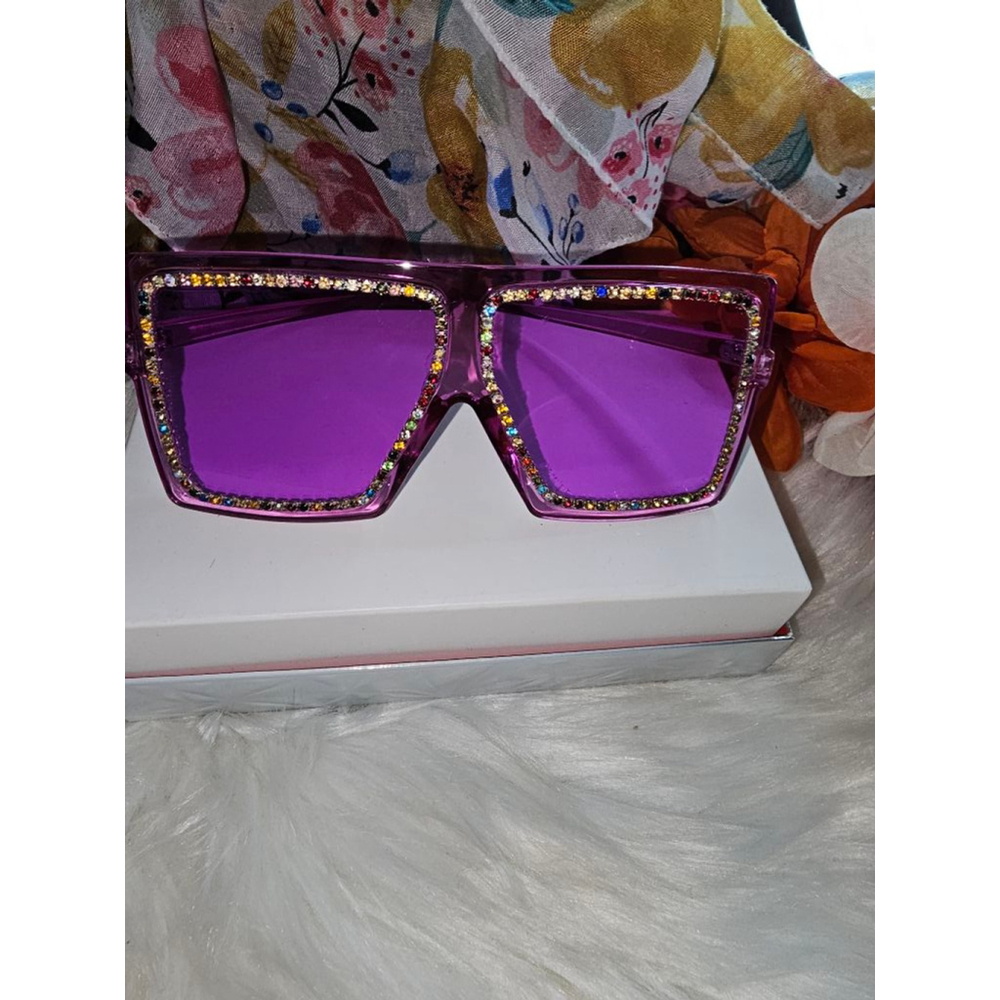 Women's Sunglasses One Size Purple with rhinestones